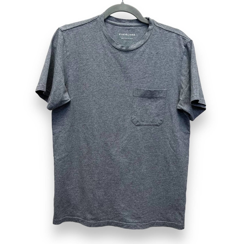 Everlane Shirt Men's Small Gray Crew Neck Short Sleeve Tee Shirt Cotton Pocket - Picture 1 of 5